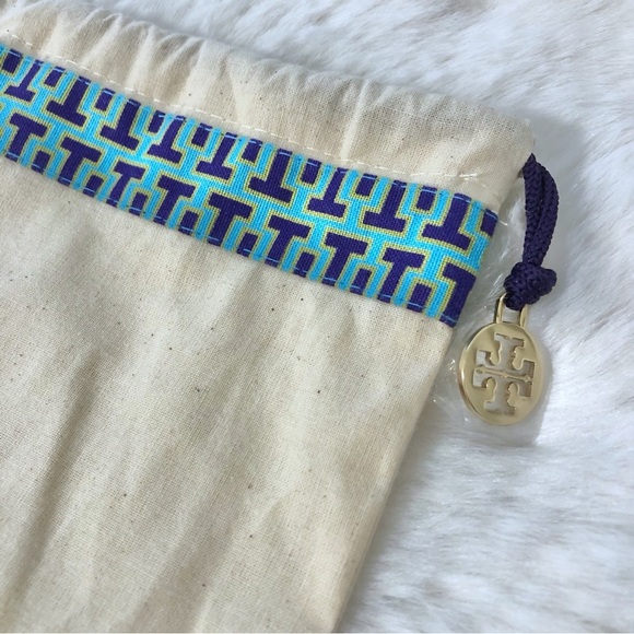 Tory Burch Cream and Blue Drawstring Bag - Picture 2 of 6